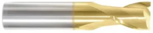 202-001151: 5/16 Dia, 1/2 LOC, 2 OAL, 2-Flt,  Carbide Square End Mill- Single End, 30 Deg. Helix, TiN, USA