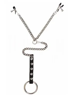 Adjustable Y-Style Nipple Clamps with Cock Ring
