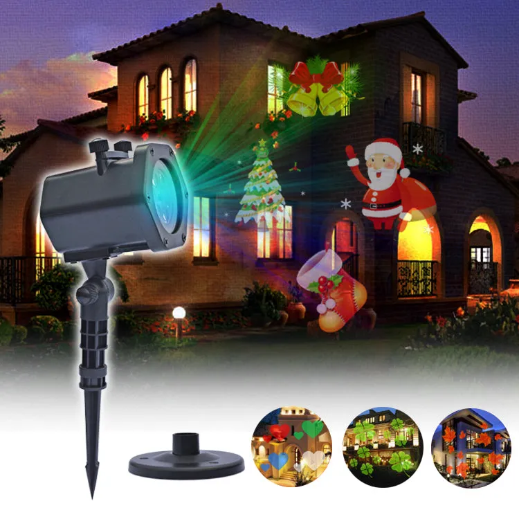 Festive Projector Lights, 12 Card LED Outdoor Indoor Landscape Projection Lamp Waterproof Mobile Spotlight Halloween Christmas Wedding Parties etc