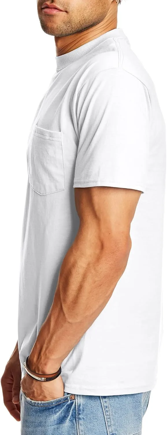 Hanes Men's Heavyweight Pocket T-Shirt, Beefy-T Full-Cut Cotton Pocket Tee for Men, Crewneck T-Shirt For Men, 1 or 2 Pack