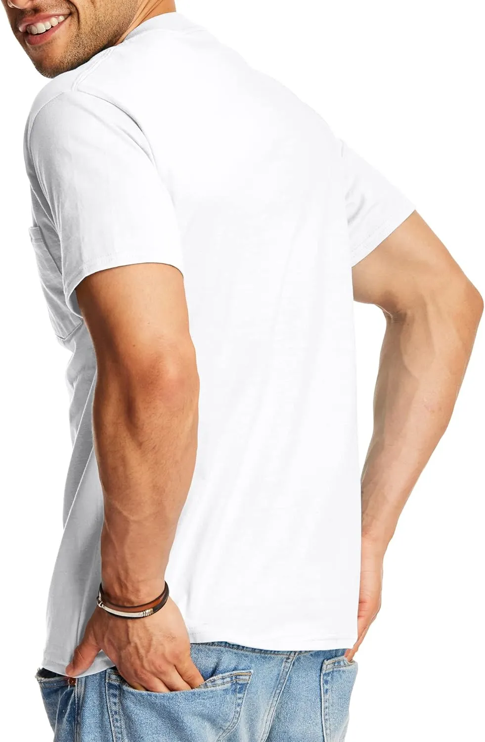 Hanes Men's Heavyweight Pocket T-Shirt, Beefy-T Full-Cut Cotton Pocket Tee for Men, Crewneck T-Shirt For Men, 1 or 2 Pack