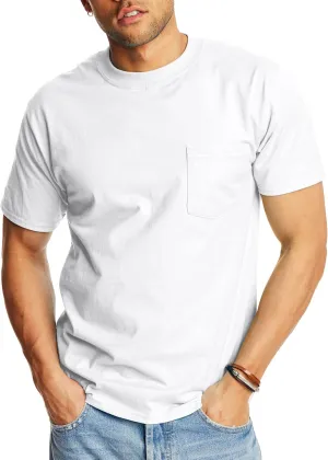 Hanes Men's Heavyweight Pocket T-Shirt, Beefy-T Full-Cut Cotton Pocket Tee for Men, Crewneck T-Shirt For Men, 1 or 2 Pack