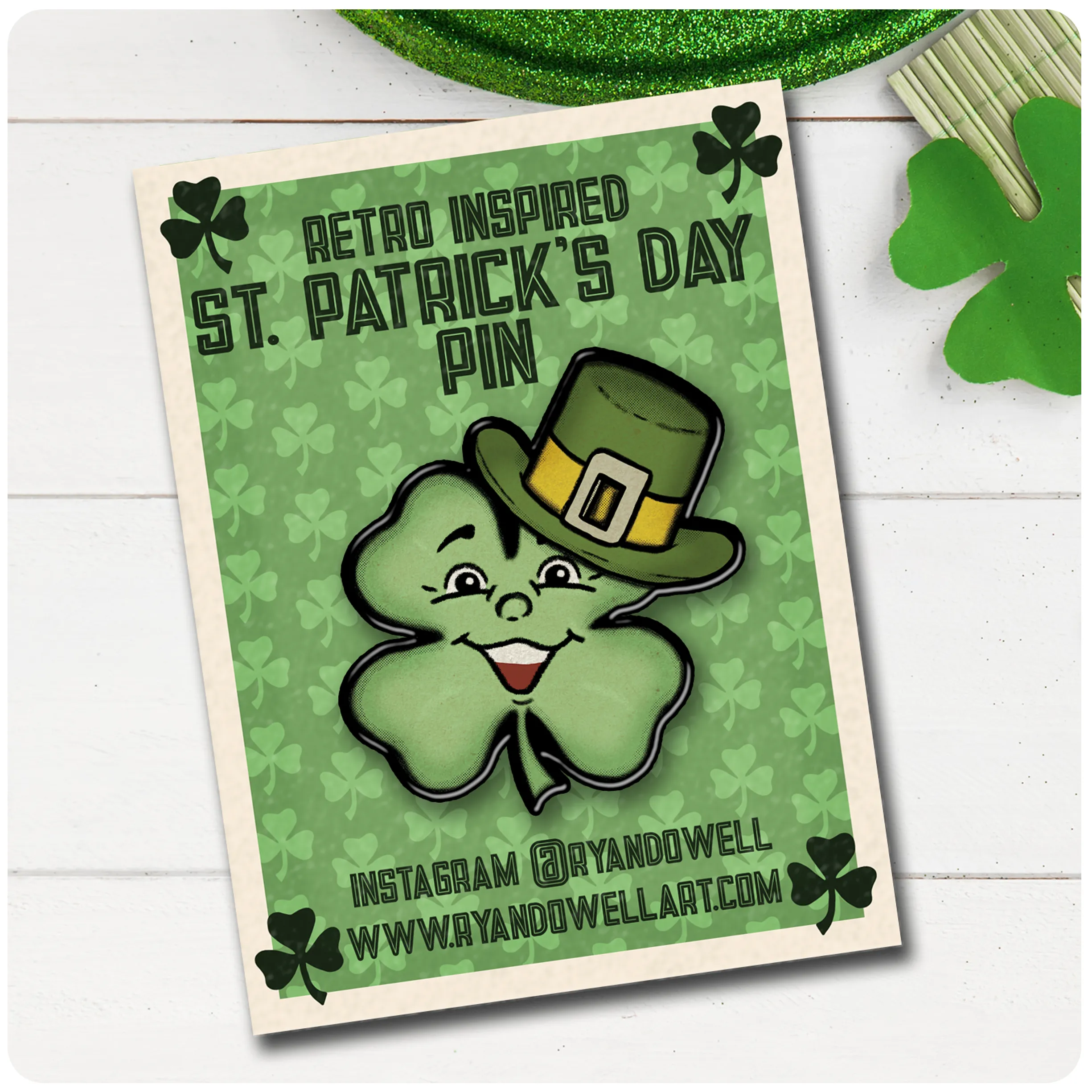 Happy Shamrock St. Patrick's Day Lapel Pin