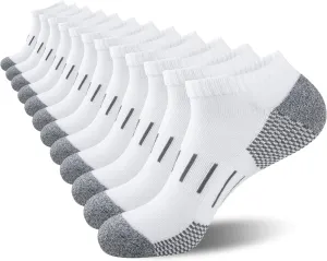 Heatuff Mens Athletic Ankle Socks Moisture Wicking Cushion Running Low Cut Sock 6 Pack