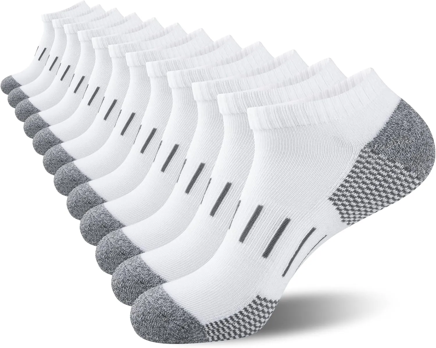 Heatuff Mens Athletic Ankle Socks Moisture Wicking Cushion Running Low Cut Sock 6 Pack