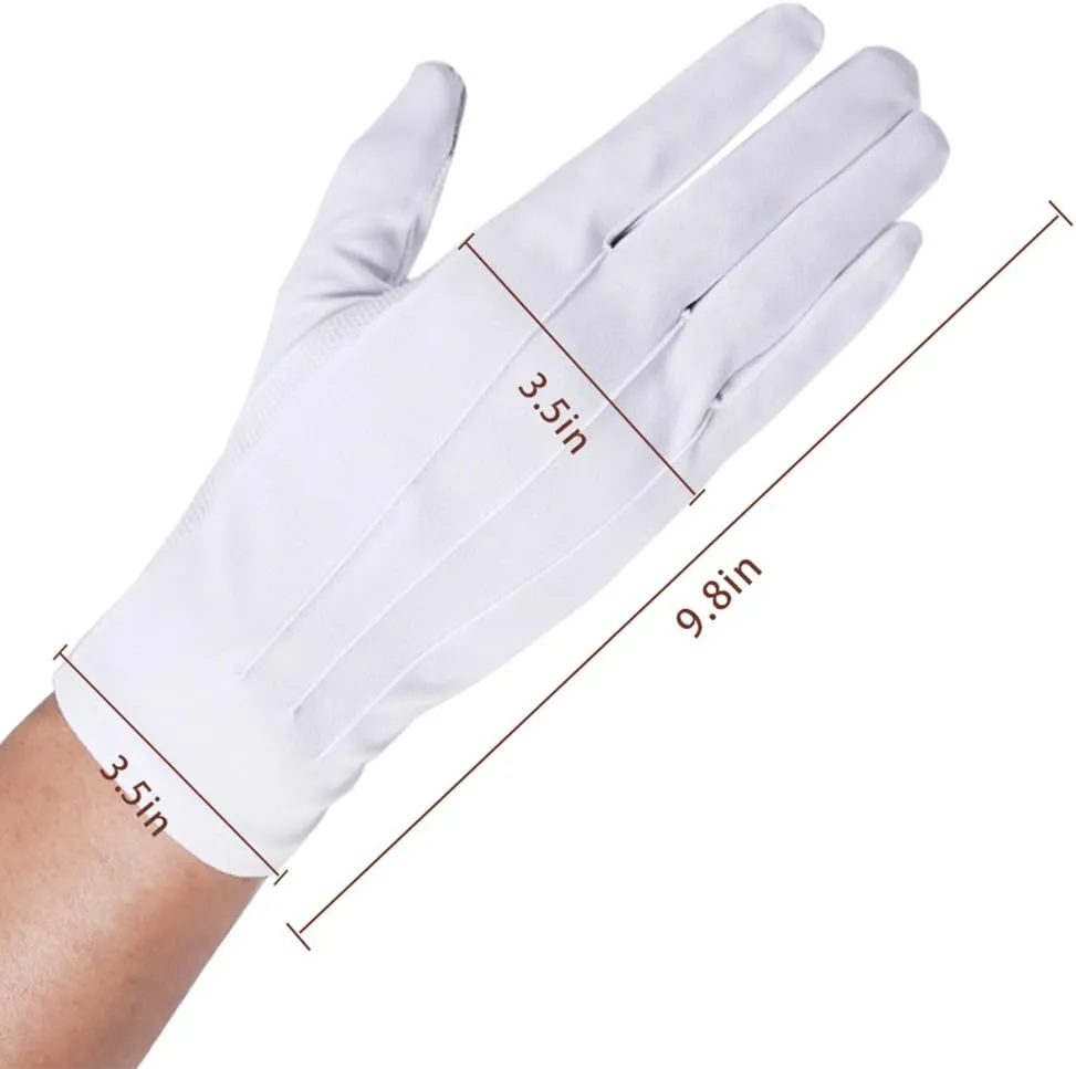 JISEN Men Police Formal Tuxedo Honor Guard Parade Nylon Cotton Gloves 26cm