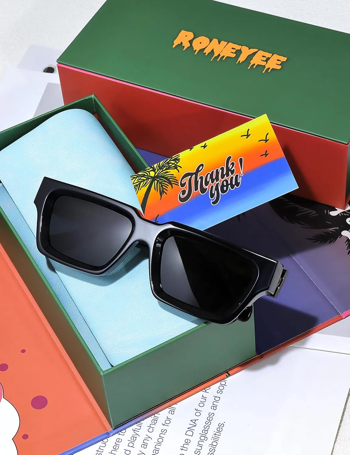 Non Polarized Acetate Sunglasses RY-A02 148mm Frame with UV Protection Impact Resistant Nylon Lens Retro Unisex