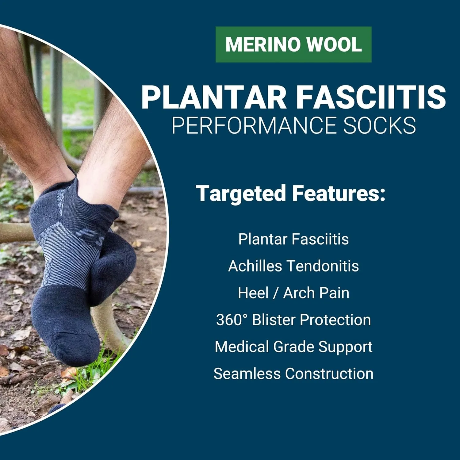 OS1st FS4 Plantar Fasciitis Socks Merino Wool treats and prevents plantar fasciitis, heel and arch pain reduces swelling
