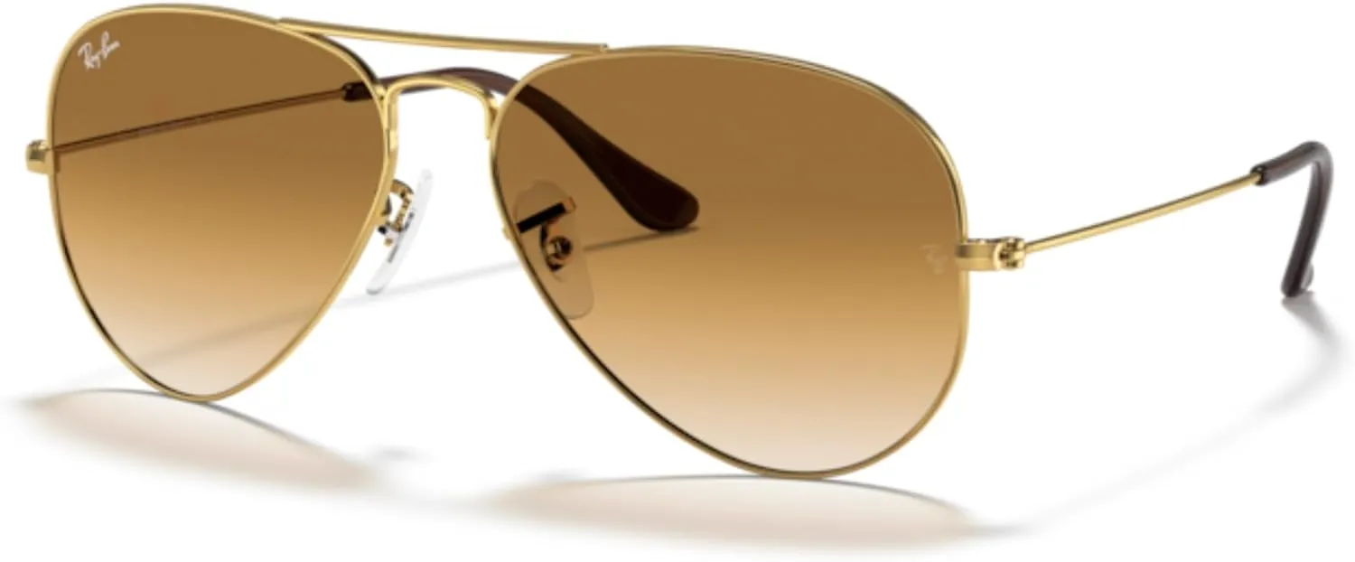 Ray-Ban RB3025 Metal Aviator Sunglasses For Men For Women   BUNDLE with Designer iWear Eyewear Care Kit