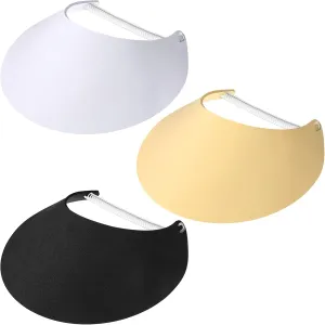Vabean 3 Pcs Sun Visors for Women Solid String Sun Hat Fabric Foam Adjustable Soft Womens Golf Tennis Visor